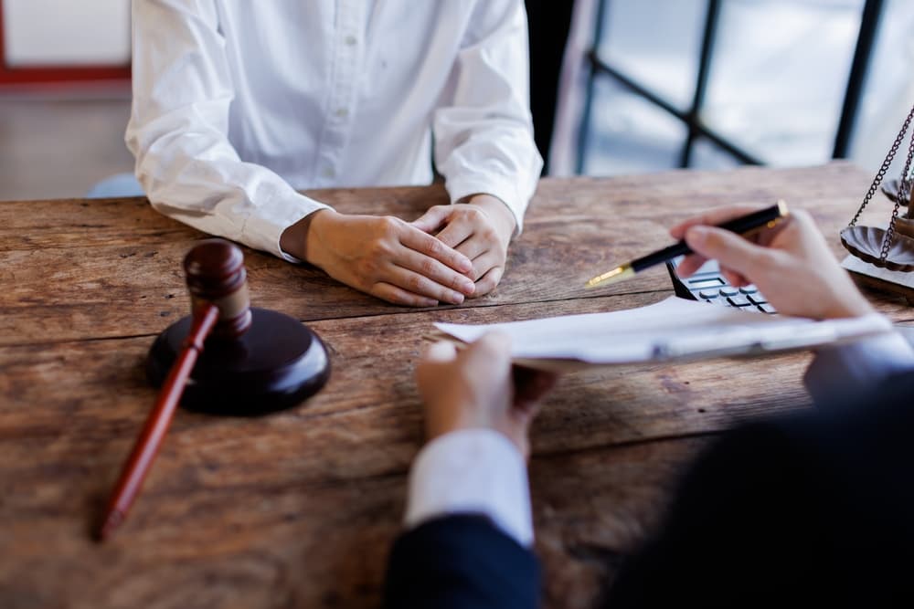 A lawyer discussing case with cilent